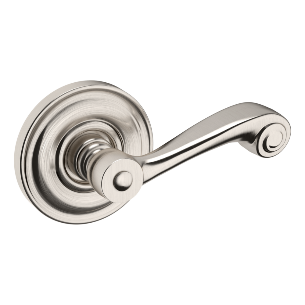Baldwin 5103 Wave Lever Set with 5048 Rose Lifetime (PVD) Satin Nickel / Full Dummy / Reversible