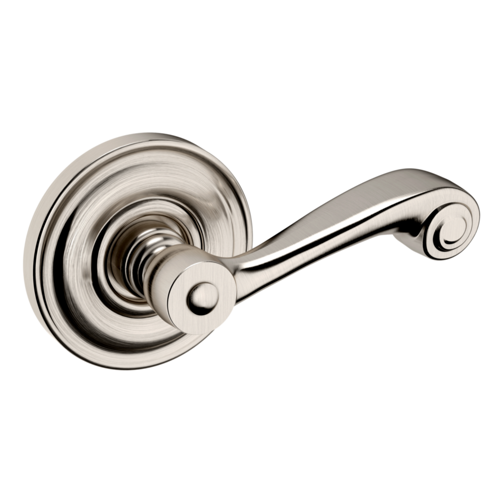 Baldwin 5103 Wave Lever Set with 5048 Rose Lifetime (PVD) Satin Nickel / Passage / Reversible