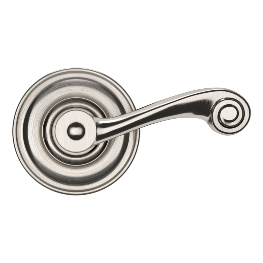 Baldwin 5103 Wave Lever Set with 5048 Rose Lifetime (PVD) Satin Nickel / Passage / Reversible