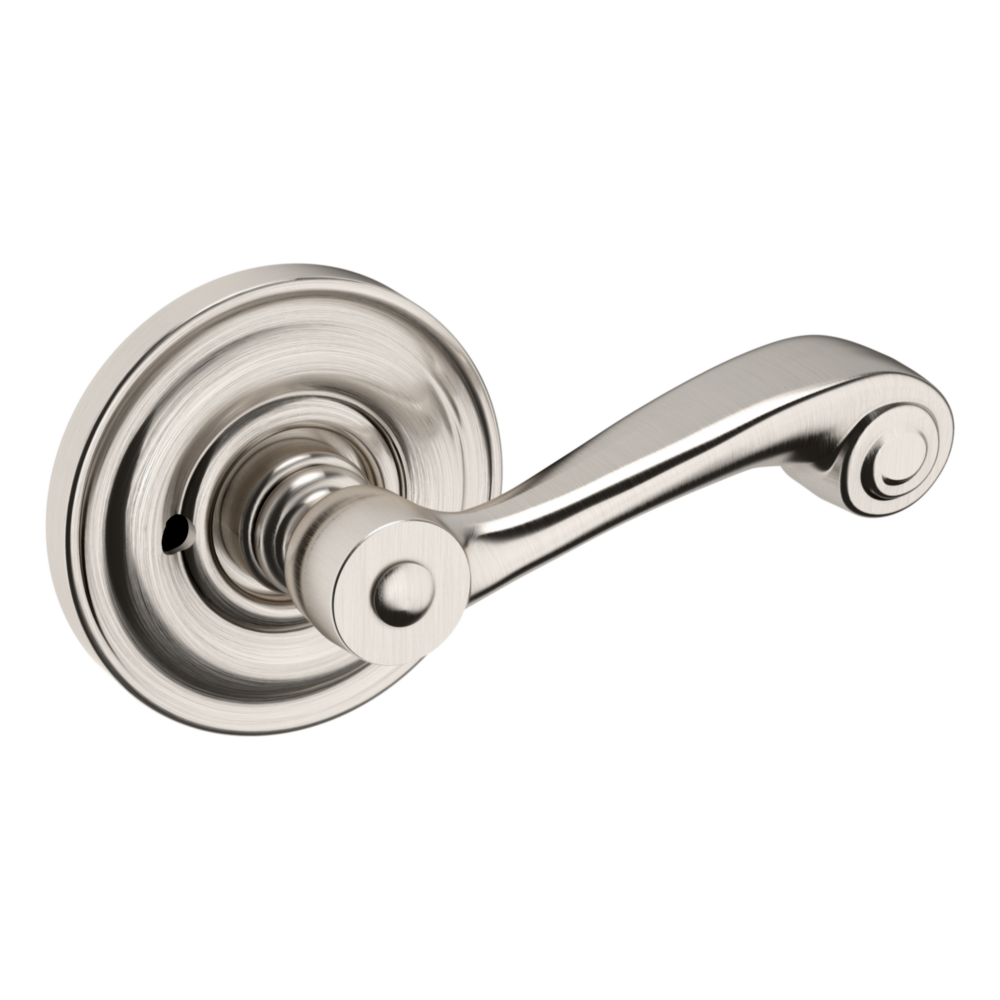Baldwin 5103 Wave Lever Set with 5048 Rose Lifetime (PVD) Satin Nickel / Privacy / Reversible