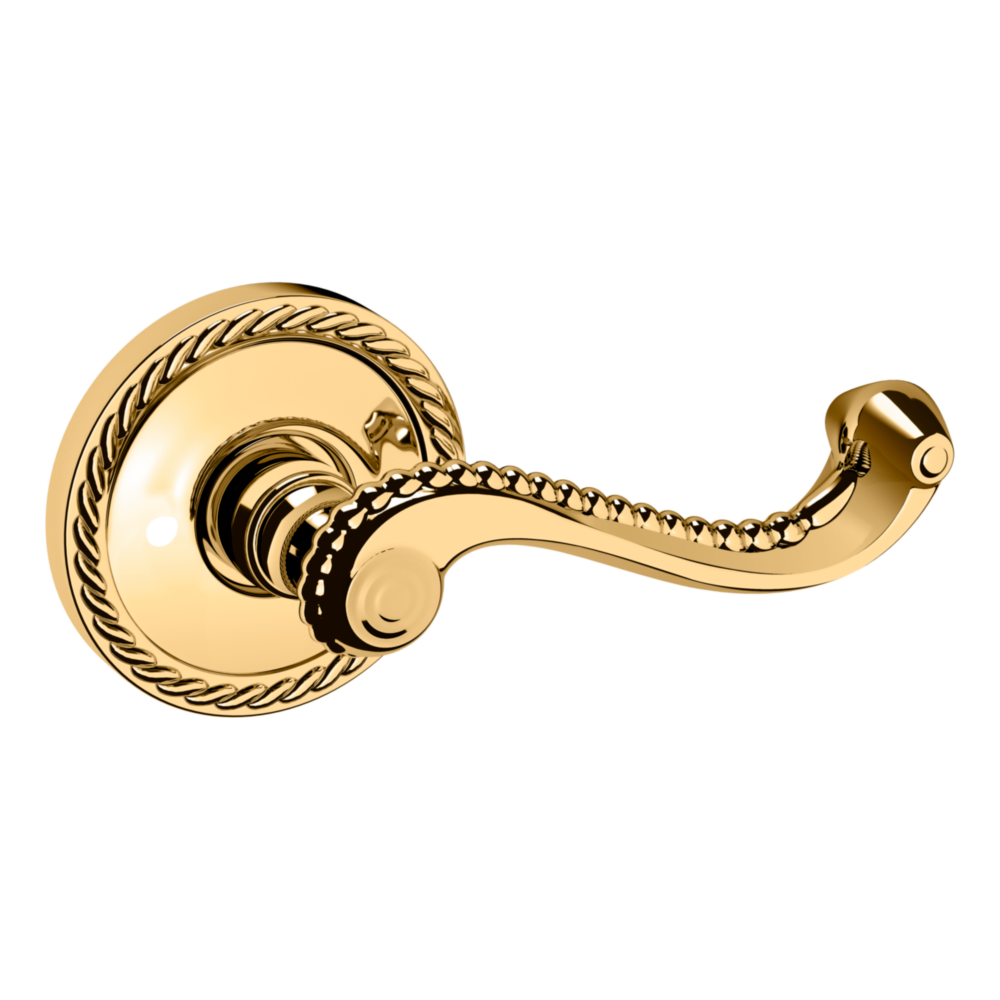 Baldwin 5104 Bristol Lever Set with 5004 Rose Lifetime (PVD) Polished Brass / Full Dummy / Reversible