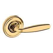 Baldwin 5106 Traditional Straight Lever Set with 5048 Rose Lifetime (PVD) Polished Brass / Full Dummy / Reversible