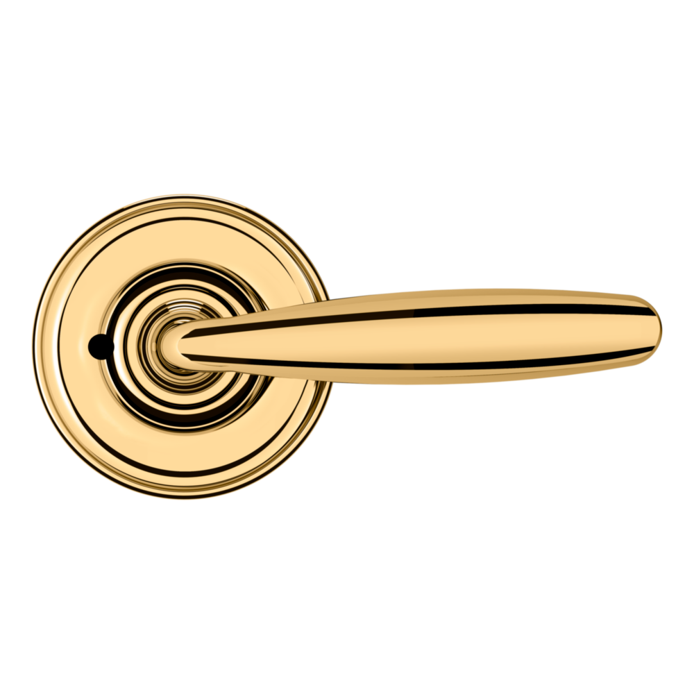 Baldwin 5106 Traditional Straight Lever Set with 5048 Rose Lifetime (PVD) Polished Brass / Privacy / Reversible