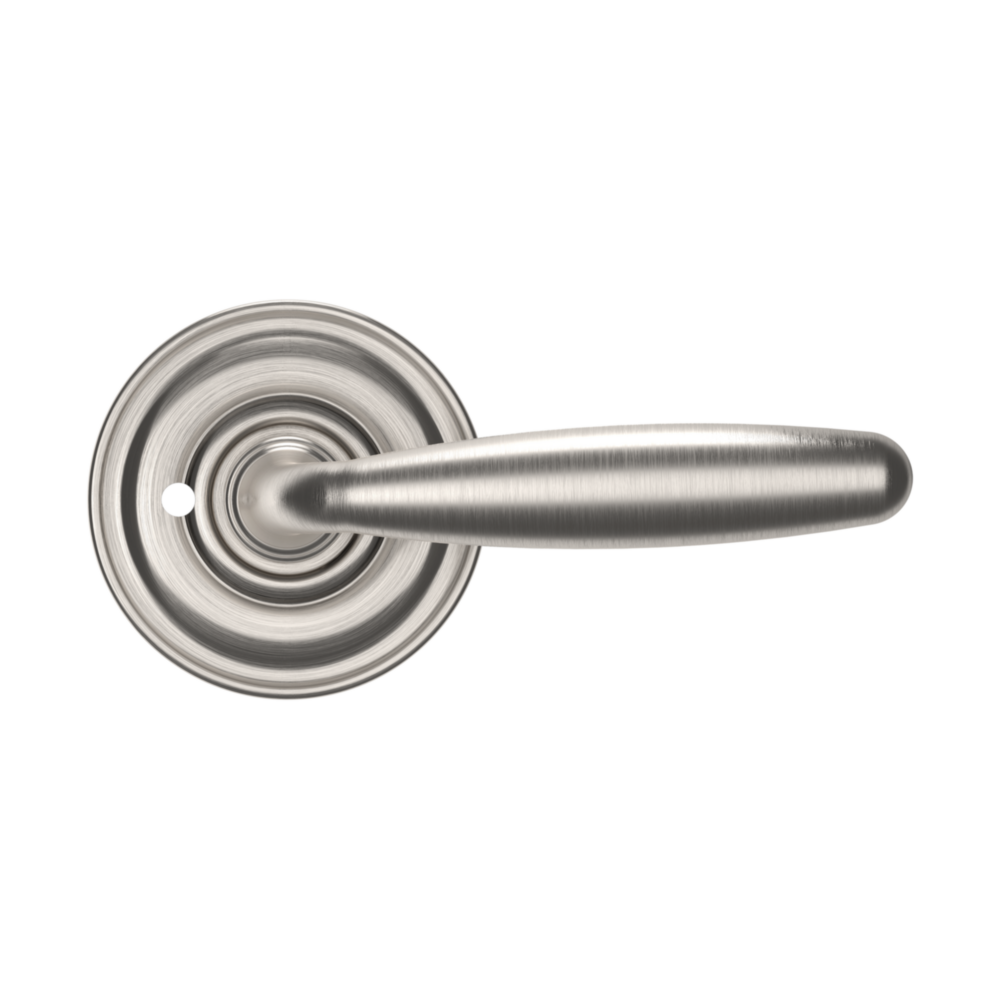 Baldwin 5106 Traditional Straight Lever Set with 5048 Rose Lifetime (PVD) Satin Nickel / Privacy / Reversible