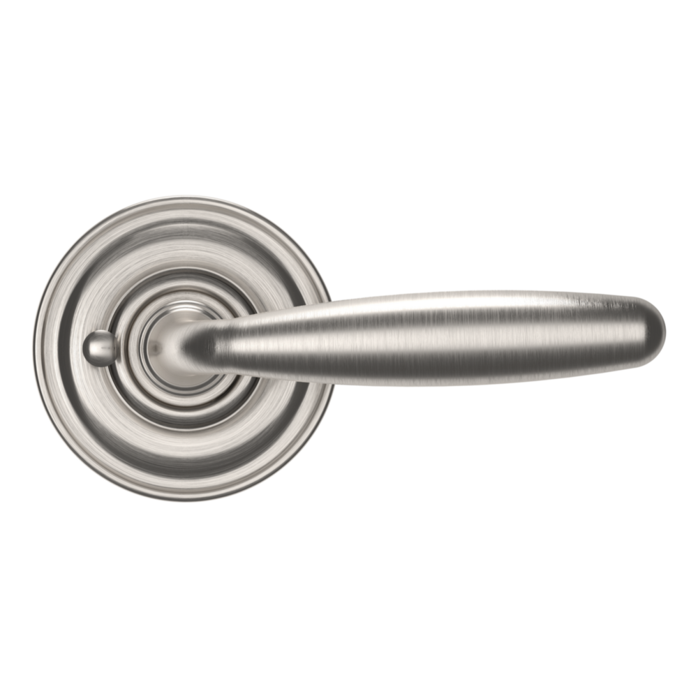 Baldwin 5106 Traditional Straight Lever Set with 5048 Rose Lifetime (PVD) Satin Nickel / Privacy / Reversible