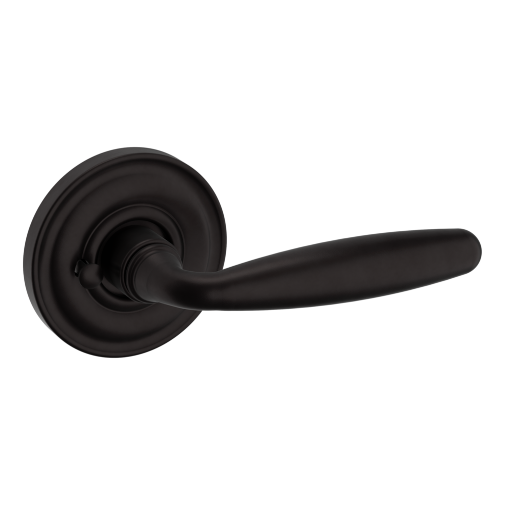 Baldwin 5106 Traditional Straight Lever Set with 5048 Rose Oil-Rubbed Bronze / Privacy / Reversible