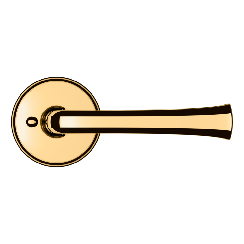 Baldwin 5112 Transitional Straight Lever Set with 5075 Rose Lifetime (PVD) Polished Brass / Privacy / Reversible