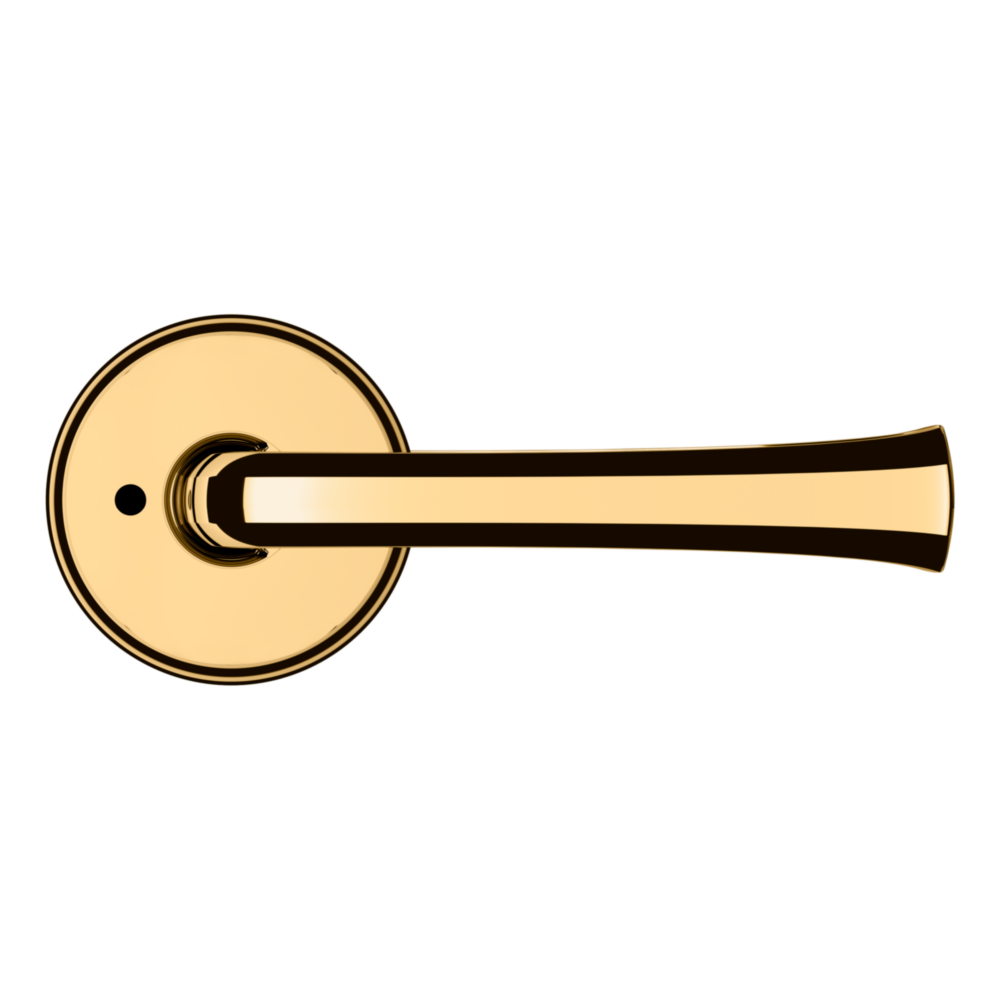 Baldwin 5112 Transitional Straight Lever Set with 5075 Rose Non-Lacquered Brass / Privacy / Reversible