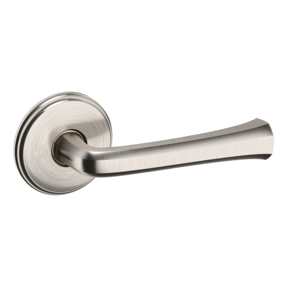 Baldwin 5112 Transitional Straight Lever Set with 5075 Rose Lifetime (PVD) Satin Nickel / Full Dummy / Reversible