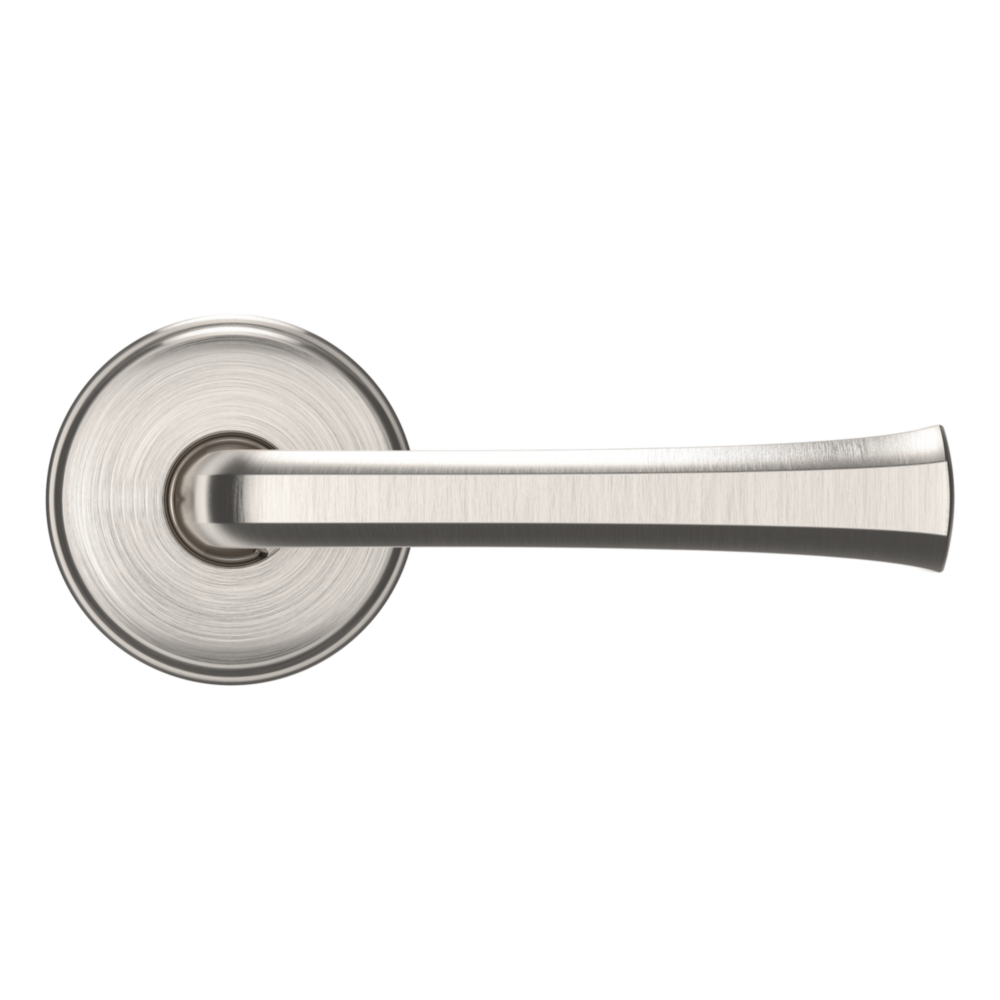 Baldwin 5112 Transitional Straight Lever Set with 5075 Rose Lifetime (PVD) Satin Nickel / Full Dummy / Reversible