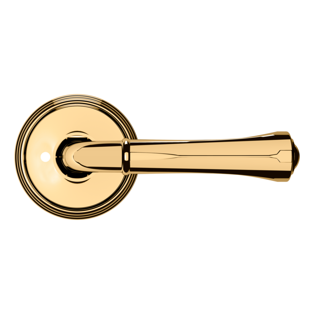 Baldwin 5113 Traditional Straight Lever Set with 5078 Rose Lifetime (PVD) Polished Brass / Full Dummy / Reversible