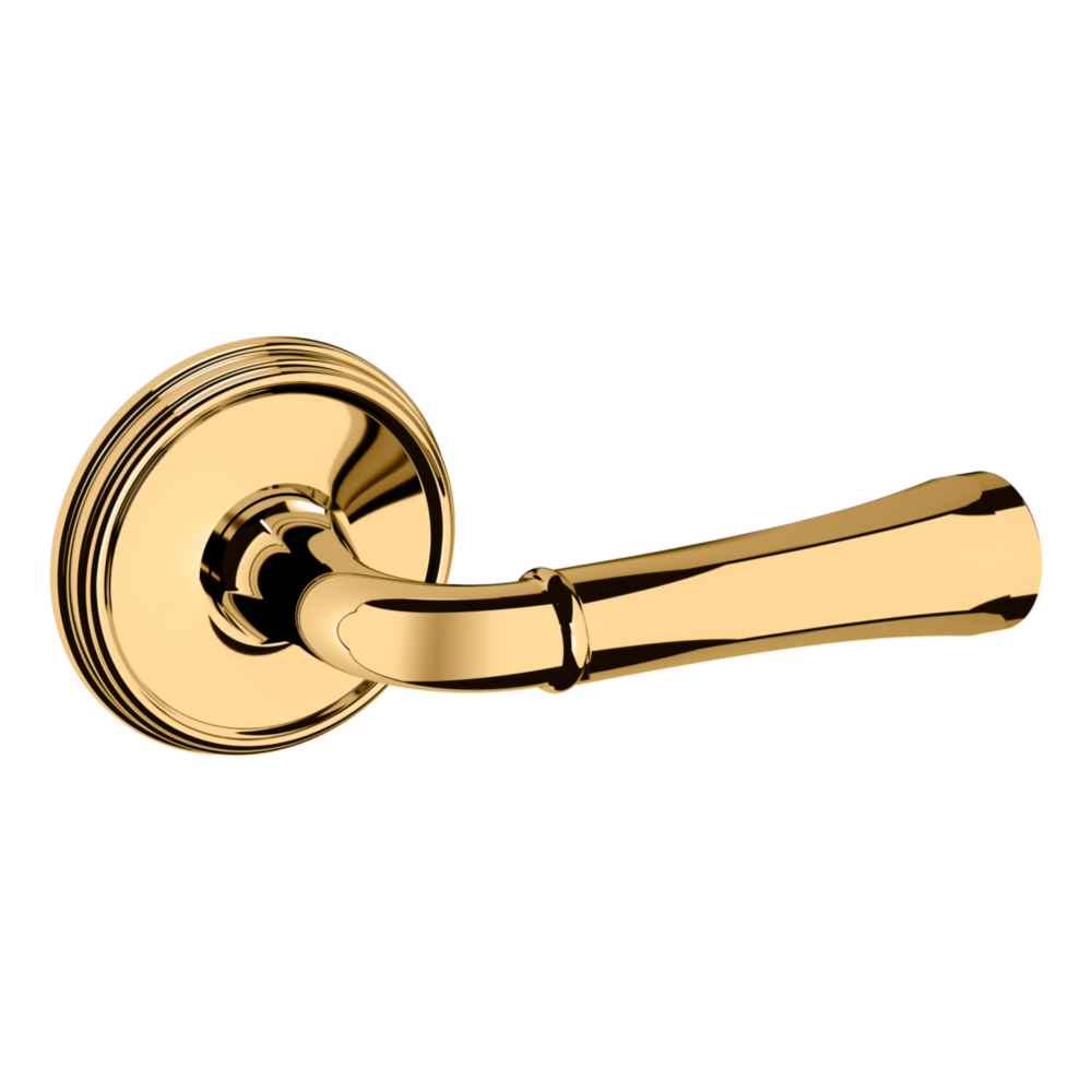 Baldwin 5113 Traditional Straight Lever Set with 5078 Rose Lifetime (PVD) Polished Brass / Passage / Reversible