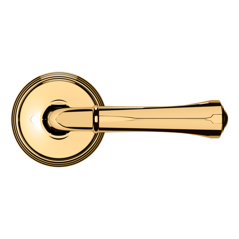 Baldwin 5113 Traditional Straight Lever Set with 5078 Rose Lifetime (PVD) Polished Brass / Privacy / Reversible