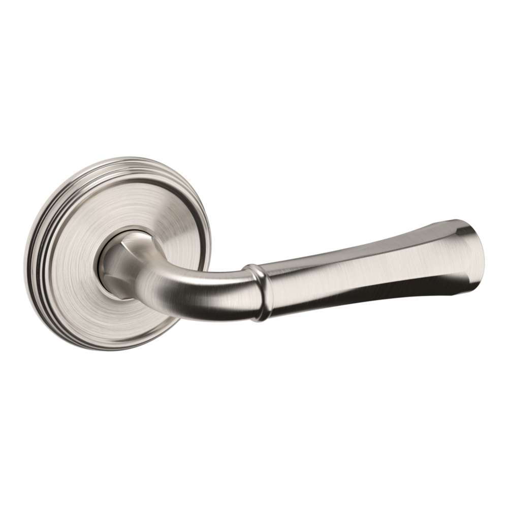 Baldwin 5113 Traditional Straight Lever Set with 5078 Rose Lifetime (PVD) Satin Nickel / Full Dummy / Reversible