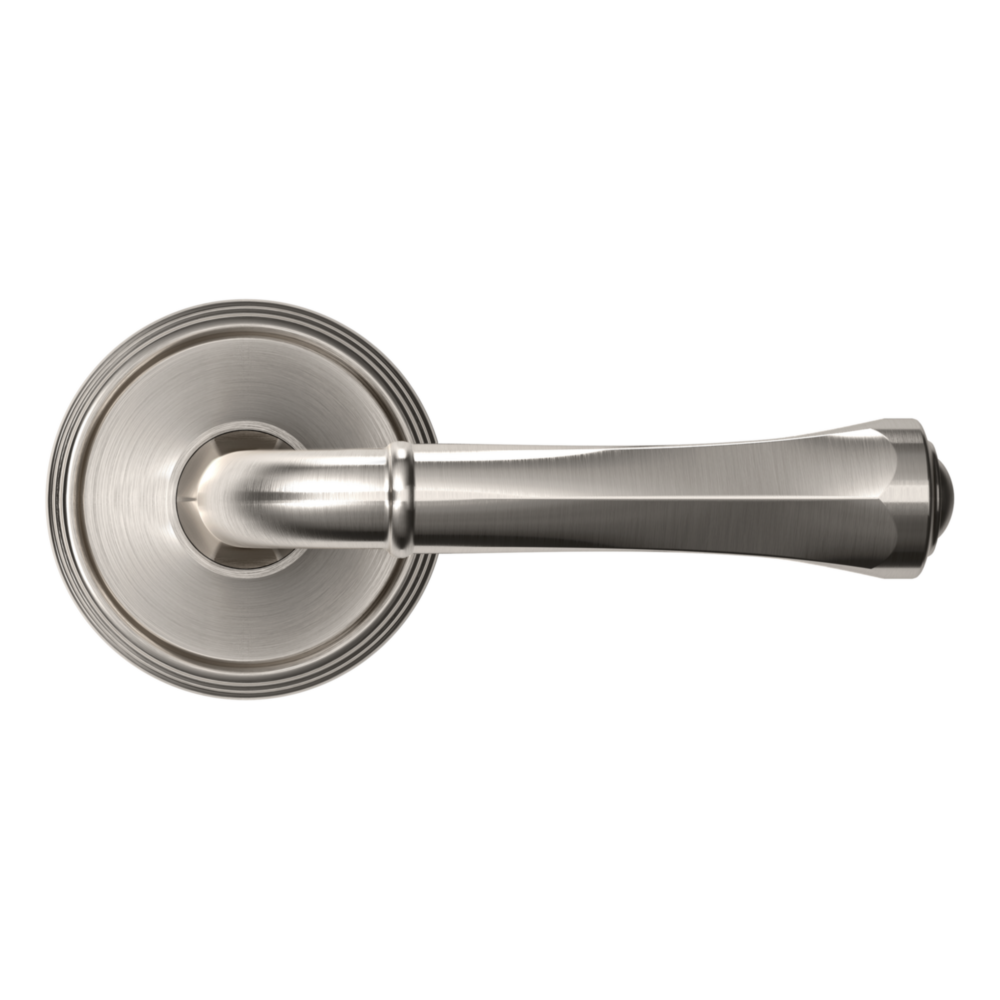 Baldwin 5113 Traditional Straight Lever Set with 5078 Rose Lifetime (PVD) Satin Nickel / Passage / Reversible