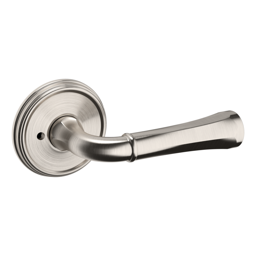 Baldwin 5113 Traditional Straight Lever Set with 5078 Rose Lifetime (PVD) Satin Nickel / Privacy / Reversible