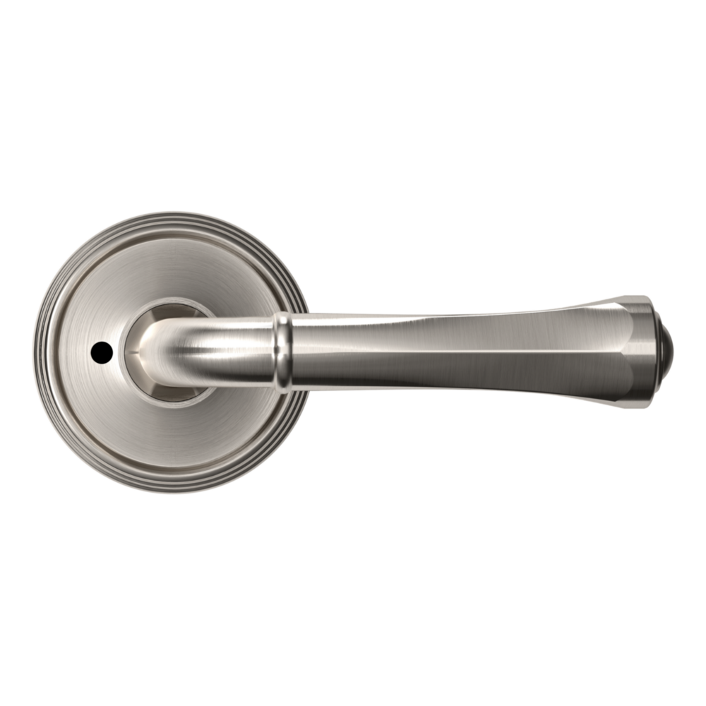 Baldwin 5113 Traditional Straight Lever Set with 5078 Rose Lifetime (PVD) Satin Nickel / Privacy / Reversible