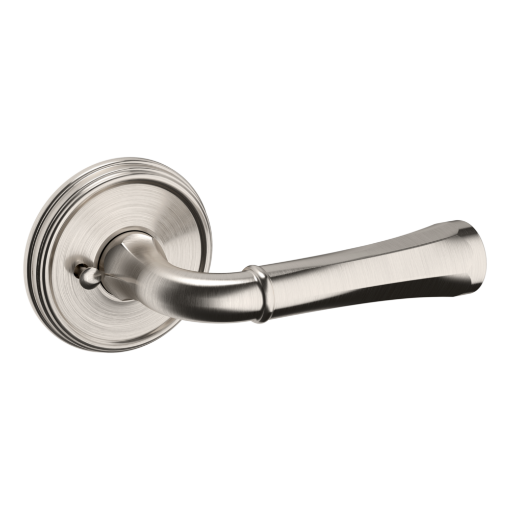 Baldwin 5113 Traditional Straight Lever Set with 5078 Rose Lifetime (PVD) Satin Nickel / Privacy / Reversible