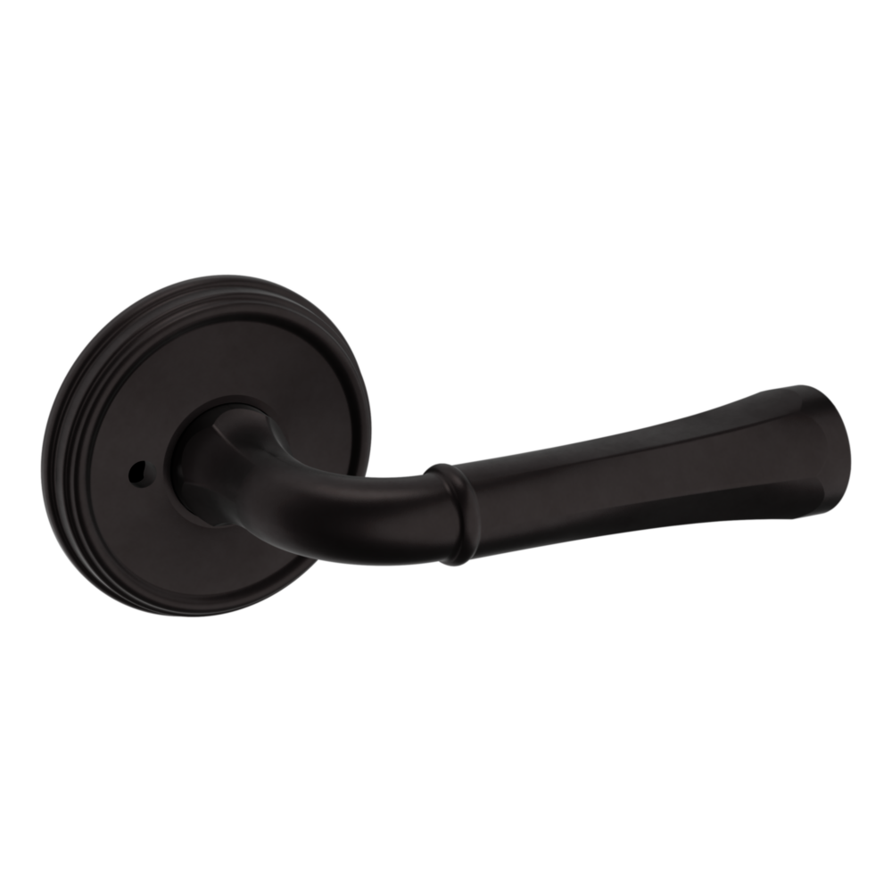 Baldwin 5113 Traditional Straight Lever Set with 5078 Rose Oil-Rubbed Bronze / Privacy / Reversible