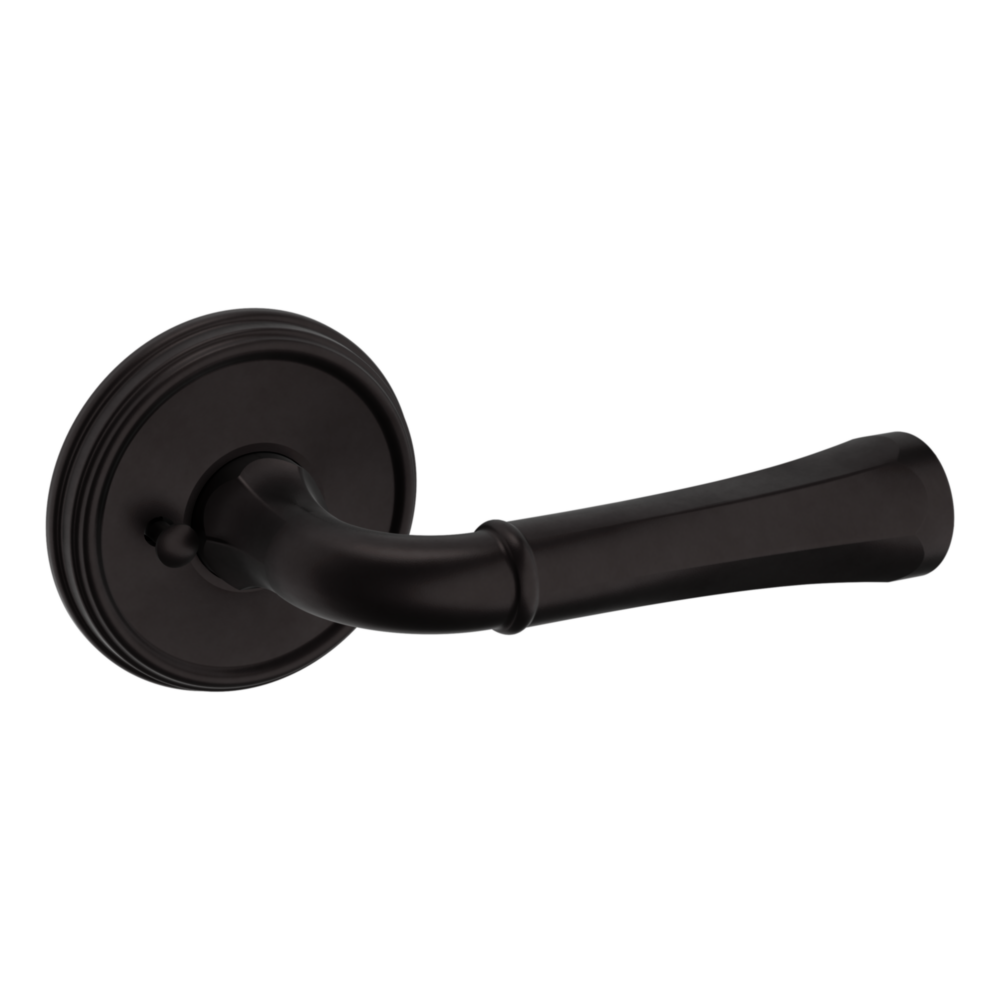 Baldwin 5113 Traditional Straight Lever Set with 5078 Rose Oil-Rubbed Bronze / Privacy / Reversible