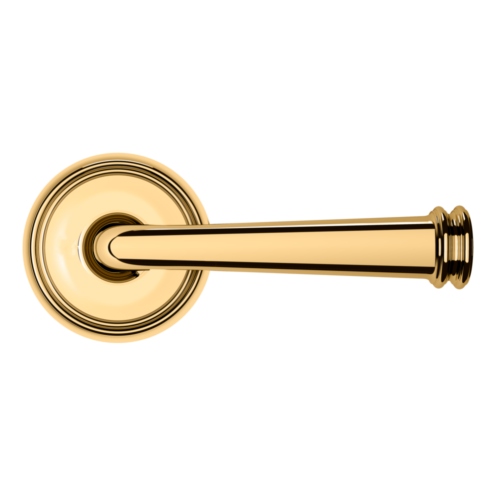 Baldwin 5116 Traditional Straight Lever Set with 5070 Rose Lifetime (PVD) Polished Brass / Full Dummy / Reversible