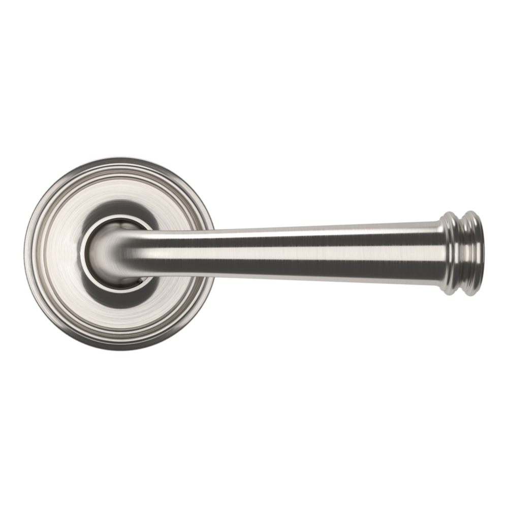 Baldwin 5116 Traditional Straight Lever Set with 5070 Rose Lifetime (PVD) Satin Nickel / Full Dummy / Reversible
