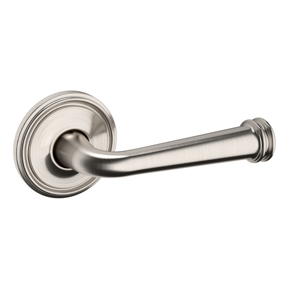 Baldwin 5116 Traditional Straight Lever Set with 5070 Rose Lifetime (PVD) Satin Nickel / Passage / Reversible