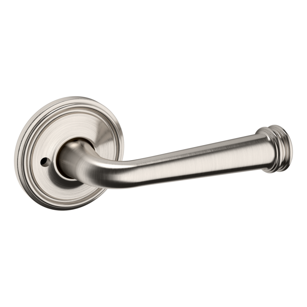 Baldwin 5116 Traditional Straight Lever Set with 5070 Rose Lifetime (PVD) Satin Nickel / Privacy / Reversible