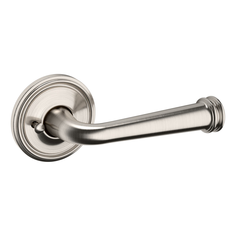 Baldwin 5116 Traditional Straight Lever Set with 5070 Rose Lifetime (PVD) Satin Nickel / Privacy / Reversible