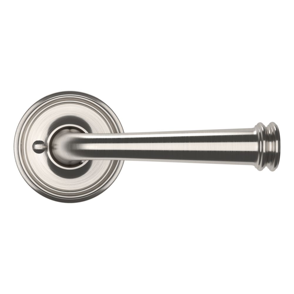 Baldwin 5116 Traditional Straight Lever Set with 5070 Rose Lifetime (PVD) Satin Nickel / Privacy / Reversible