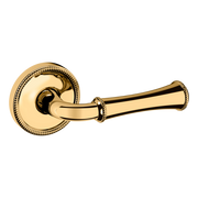 Baldwin 5118 Traditional Straight Lever Set with 5076 Rose Lifetime (PVD) Polished Brass / Full Dummy / Reversible