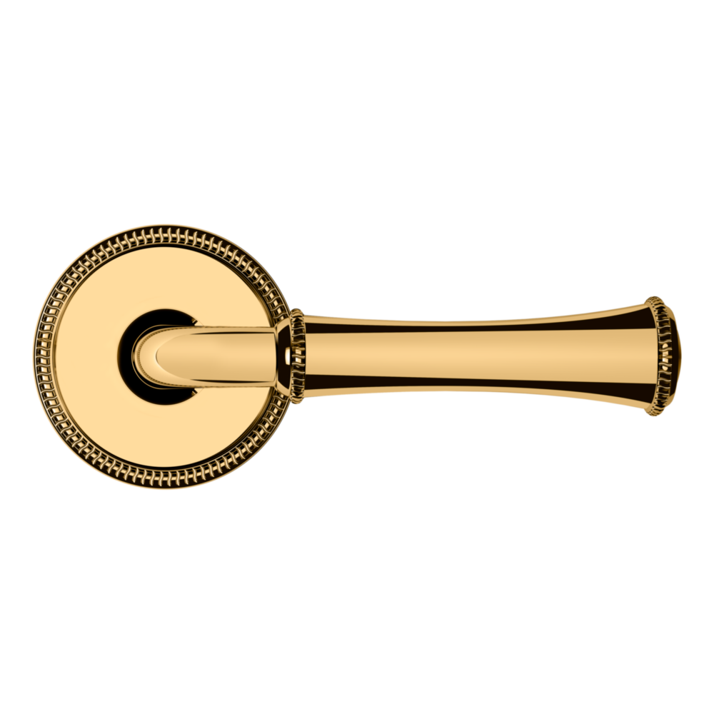 Baldwin 5118 Traditional Straight Lever Set with 5076 Rose Lifetime (PVD) Polished Brass / Full Dummy / Reversible