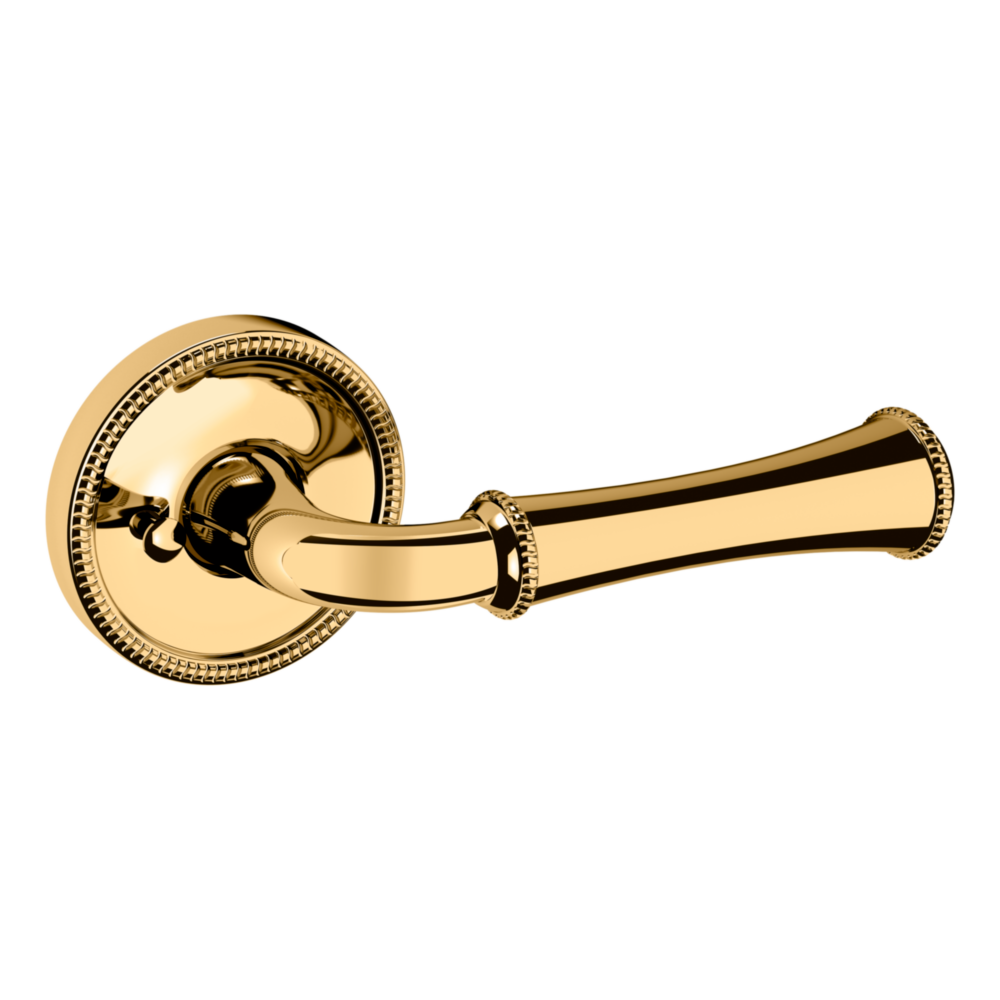 Baldwin 5118 Traditional Straight Lever Set with 5076 Rose Lifetime (PVD) Polished Brass / Privacy / Reversible