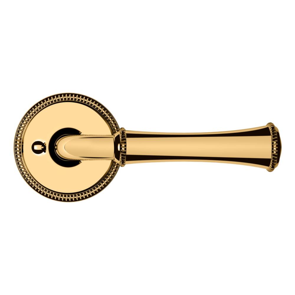 Baldwin 5118 Traditional Straight Lever Set with 5076 Rose Lifetime (PVD) Polished Brass / Privacy / Reversible