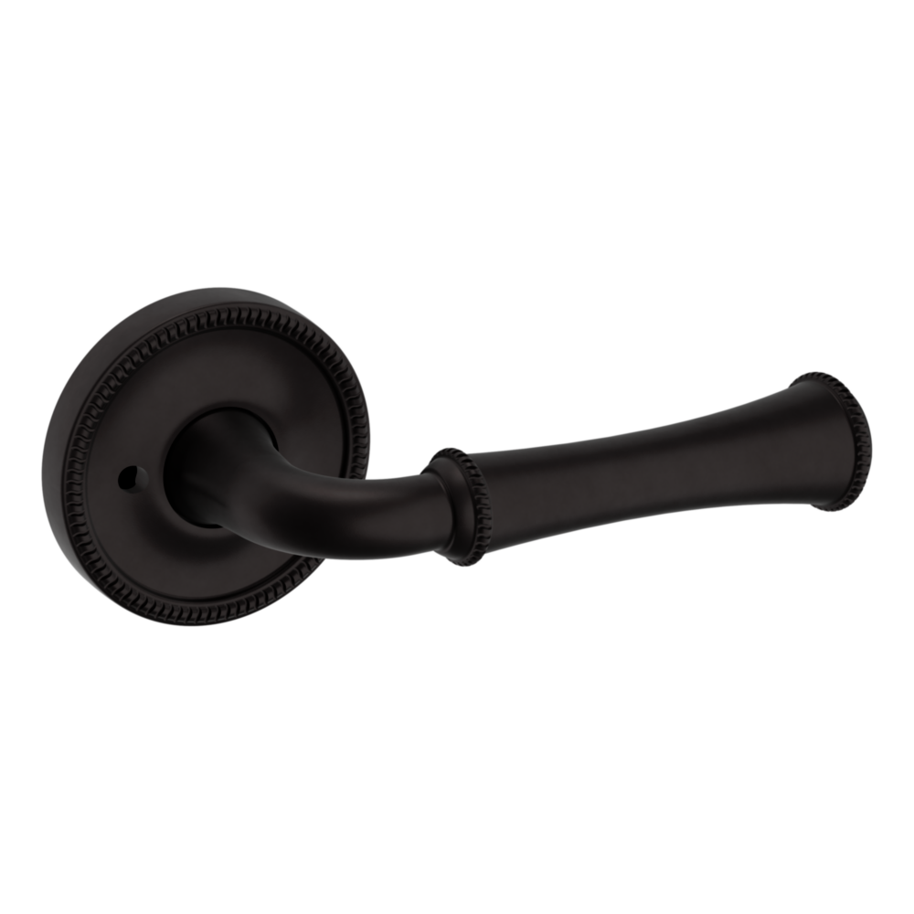 Baldwin 5118 Traditional Straight Lever Set with 5076 Rose Oil-Rubbed Bronze / Privacy / Reversible