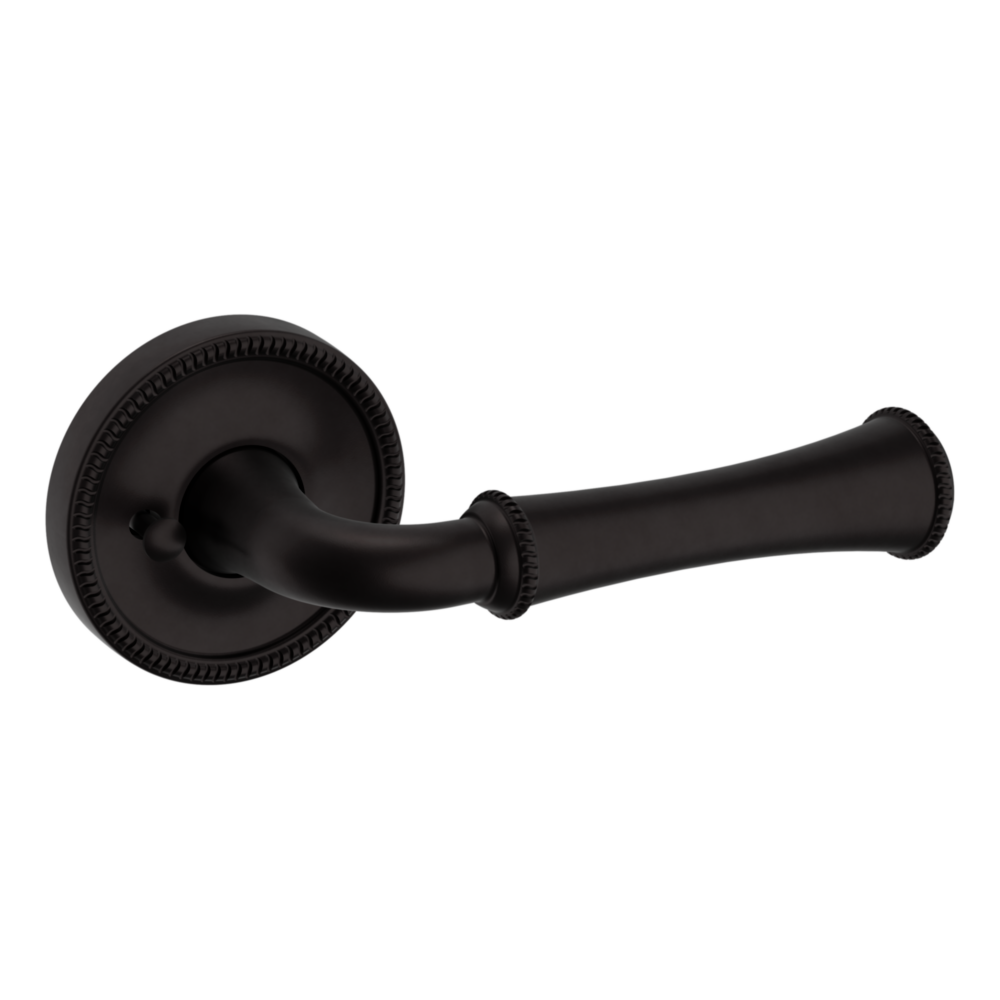 Baldwin 5118 Traditional Straight Lever Set with 5076 Rose Oil-Rubbed Bronze / Privacy / Reversible