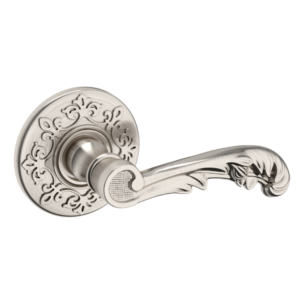 Baldwin 5121 Wave Lever Set with R012 Rose Lifetime (PVD) Satin Nickel / Full Dummy / Reversible
