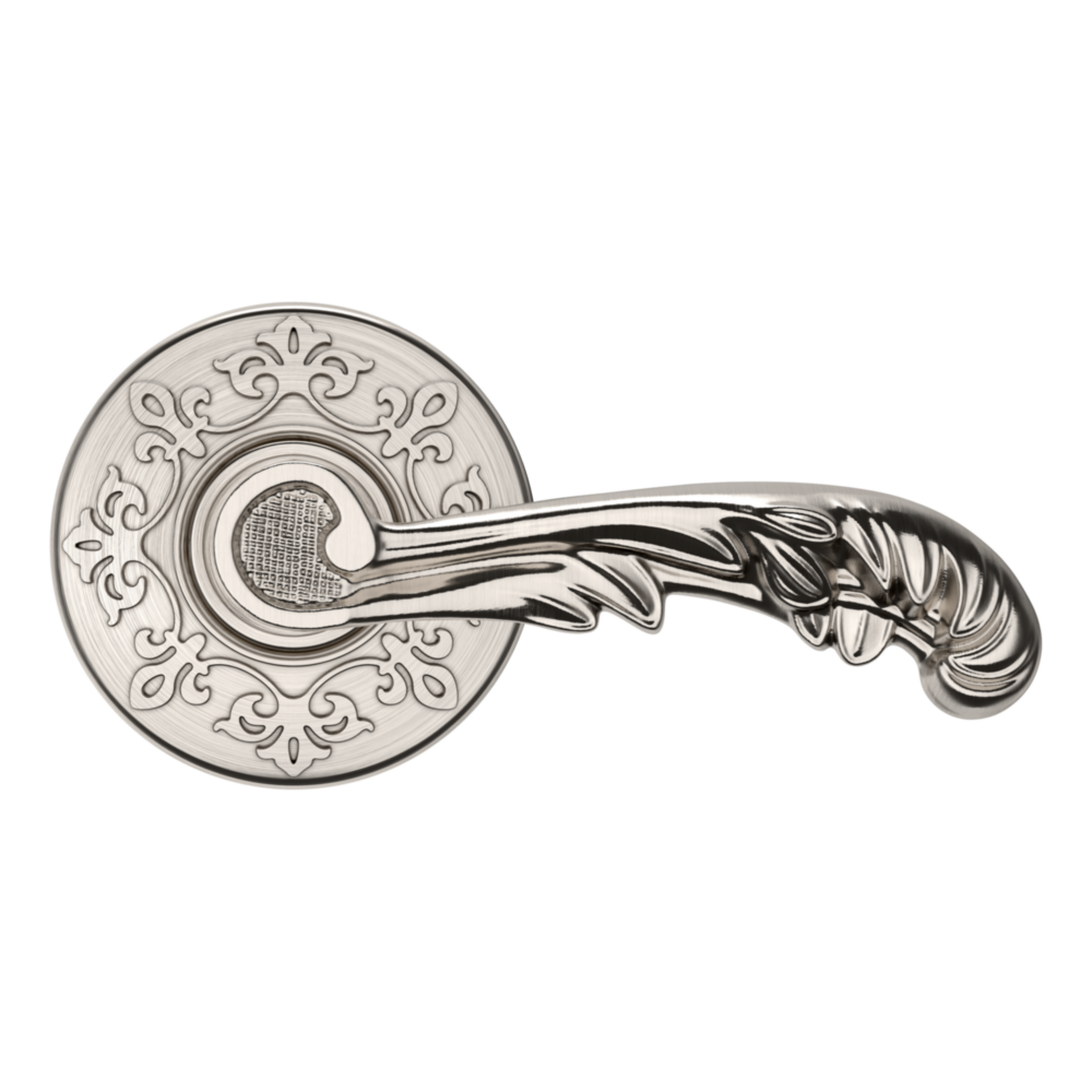 Baldwin 5121 Wave Lever Set with R012 Rose Lifetime (PVD) Satin Nickel / Passage / Reversible