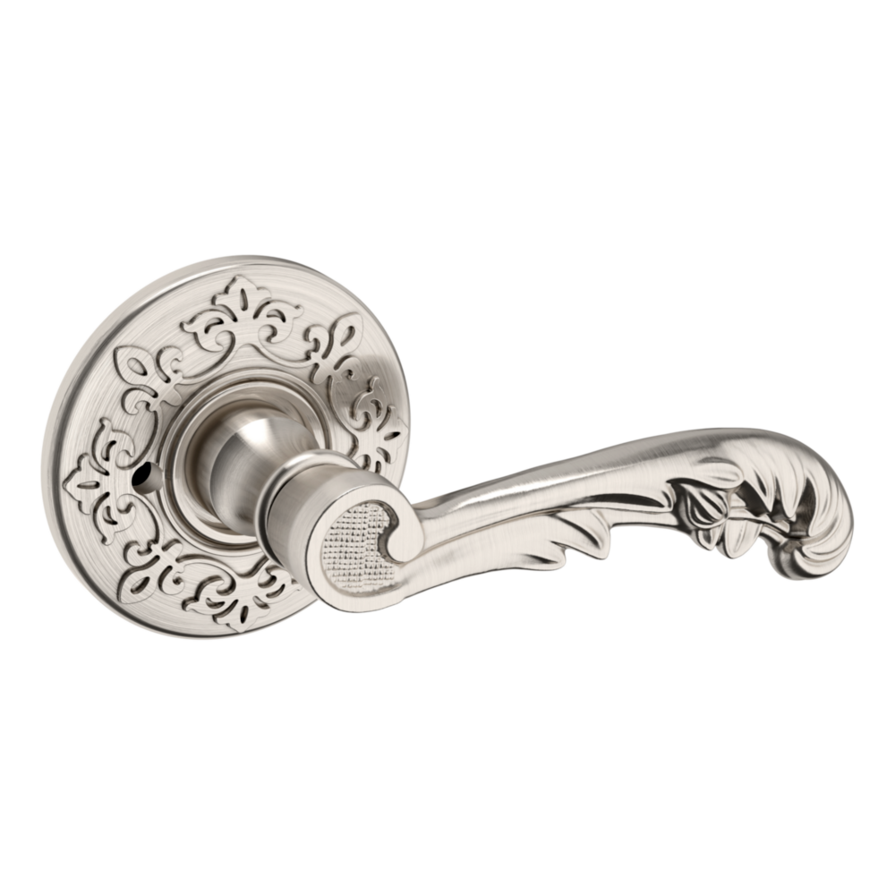 Baldwin 5121 Wave Lever Set with R012 Rose Lifetime (PVD) Satin Nickel / Privacy / Reversible