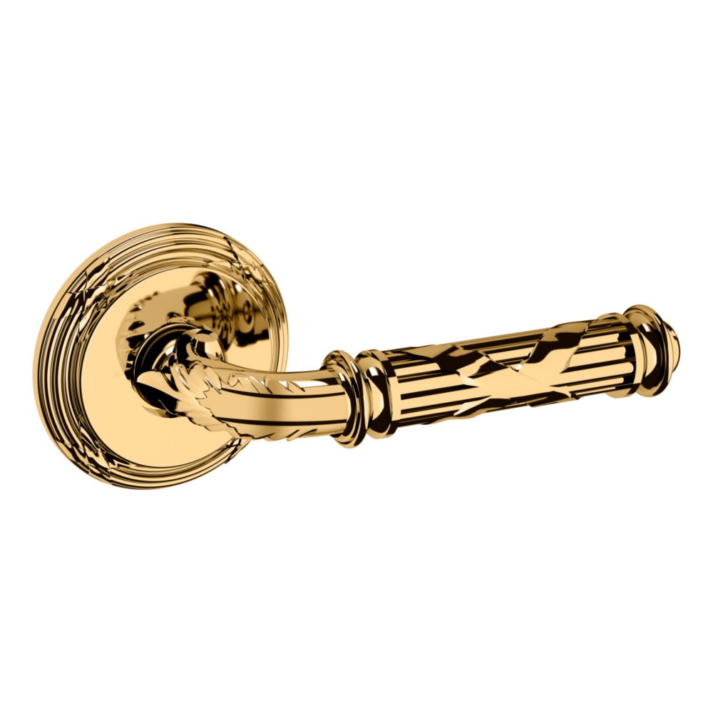 Baldwin 5122 Edinburgh Lever Set with 5022 Rose Lifetime (PVD) Polished Brass / Full Dummy / Reversible