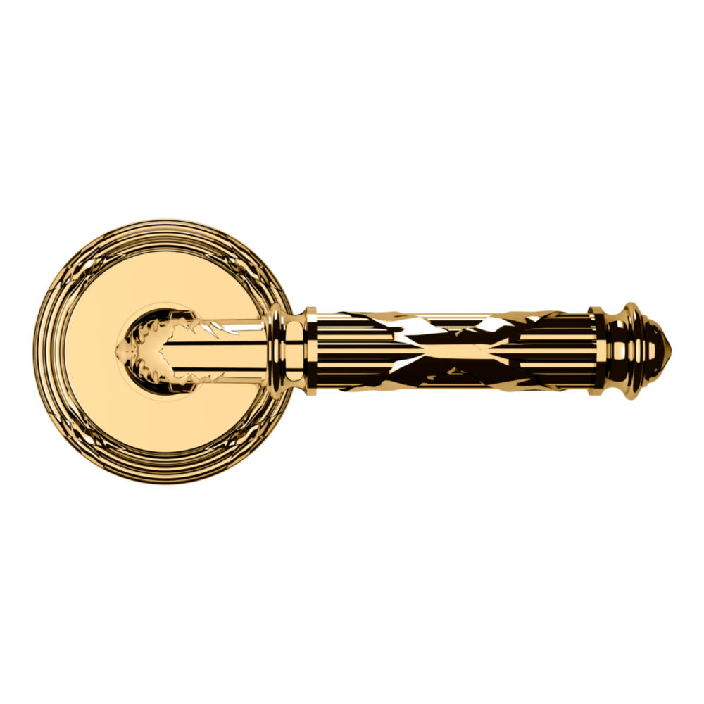 Baldwin 5122 Edinburgh Lever Set with 5022 Rose Lifetime (PVD) Polished Brass / Full Dummy / Reversible