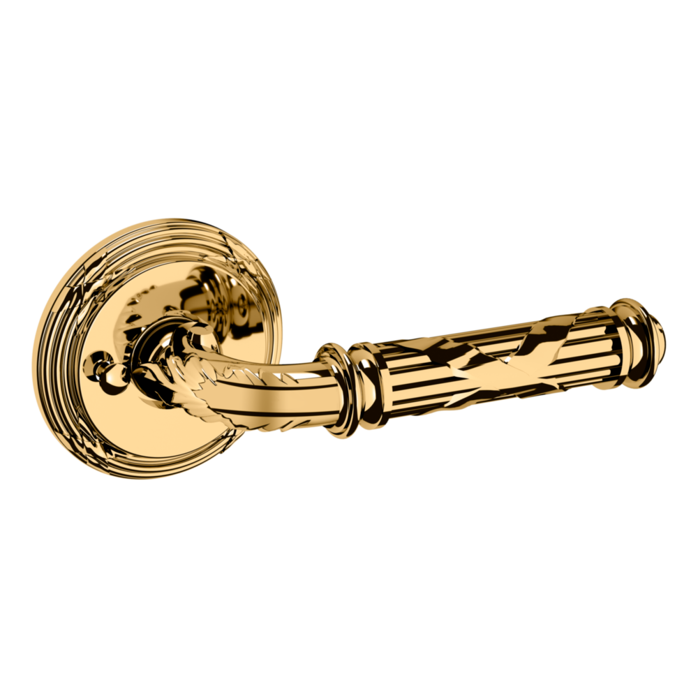 Baldwin 5122 Edinburgh Lever Set with 5022 Rose Lifetime (PVD) Polished Brass / Privacy / Reversible