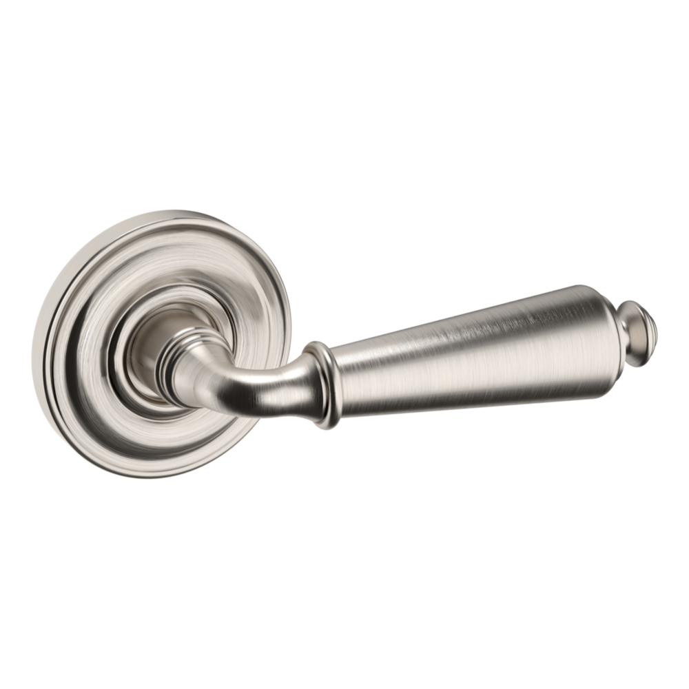 Baldwin 5125 Traditional Straight Lever Set with 5048 Rose Lifetime (PVD) Satin Nickel / Full Dummy / Reversible
