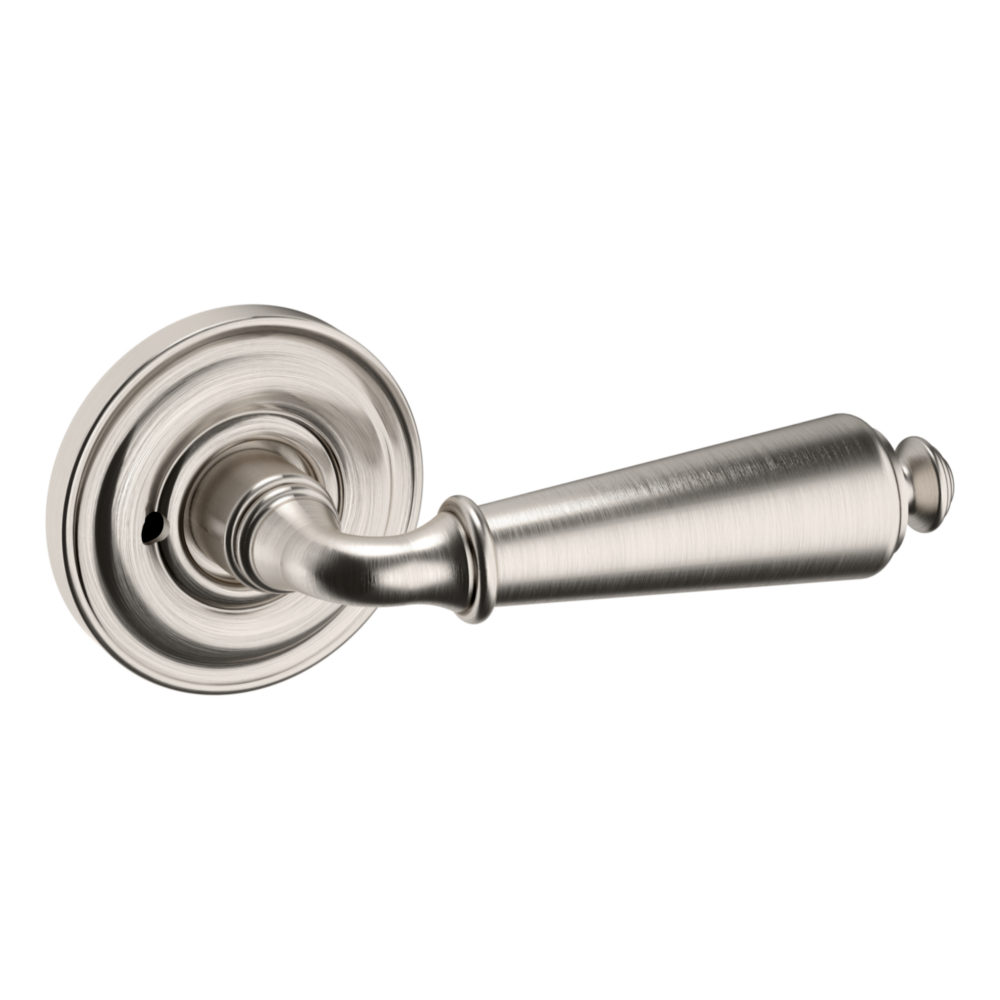 Baldwin 5125 Traditional Straight Lever Set with 5048 Rose Lifetime (PVD) Satin Nickel / Privacy / Reversible