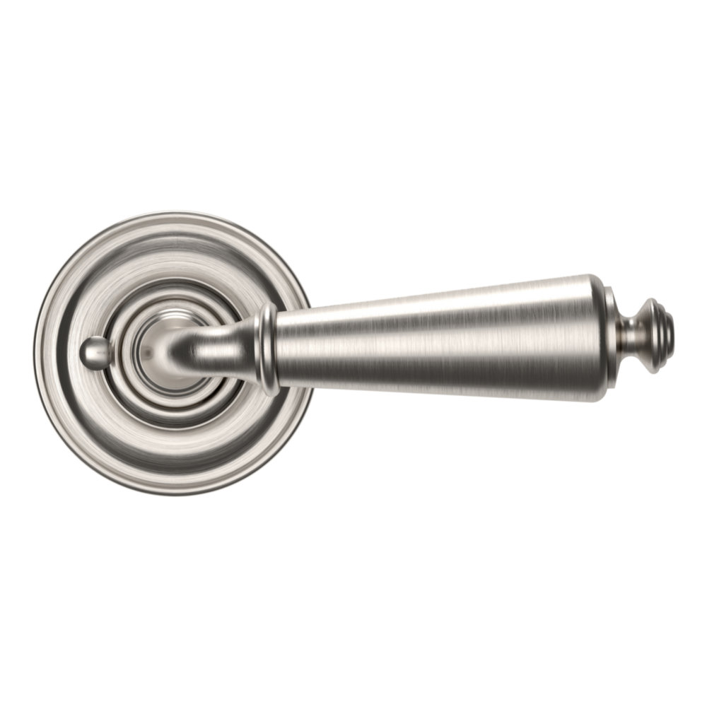 Baldwin 5125 Traditional Straight Lever Set with 5048 Rose Lifetime (PVD) Satin Nickel / Privacy / Reversible
