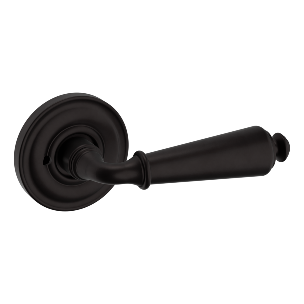 Baldwin 5125 Traditional Straight Lever Set with 5048 Rose Oil-Rubbed Bronze / Privacy / Reversible