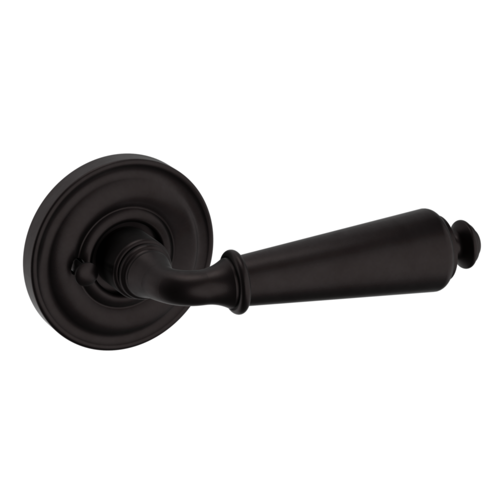 Baldwin 5125 Traditional Straight Lever Set with 5048 Rose Oil-Rubbed Bronze / Privacy / Reversible