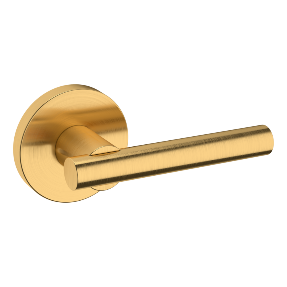 Baldwin 5137 Contemporary Straight Lever Set with 5046 Rose Lifetime (PVD) Satin Brass / Full Dummy / Reversible