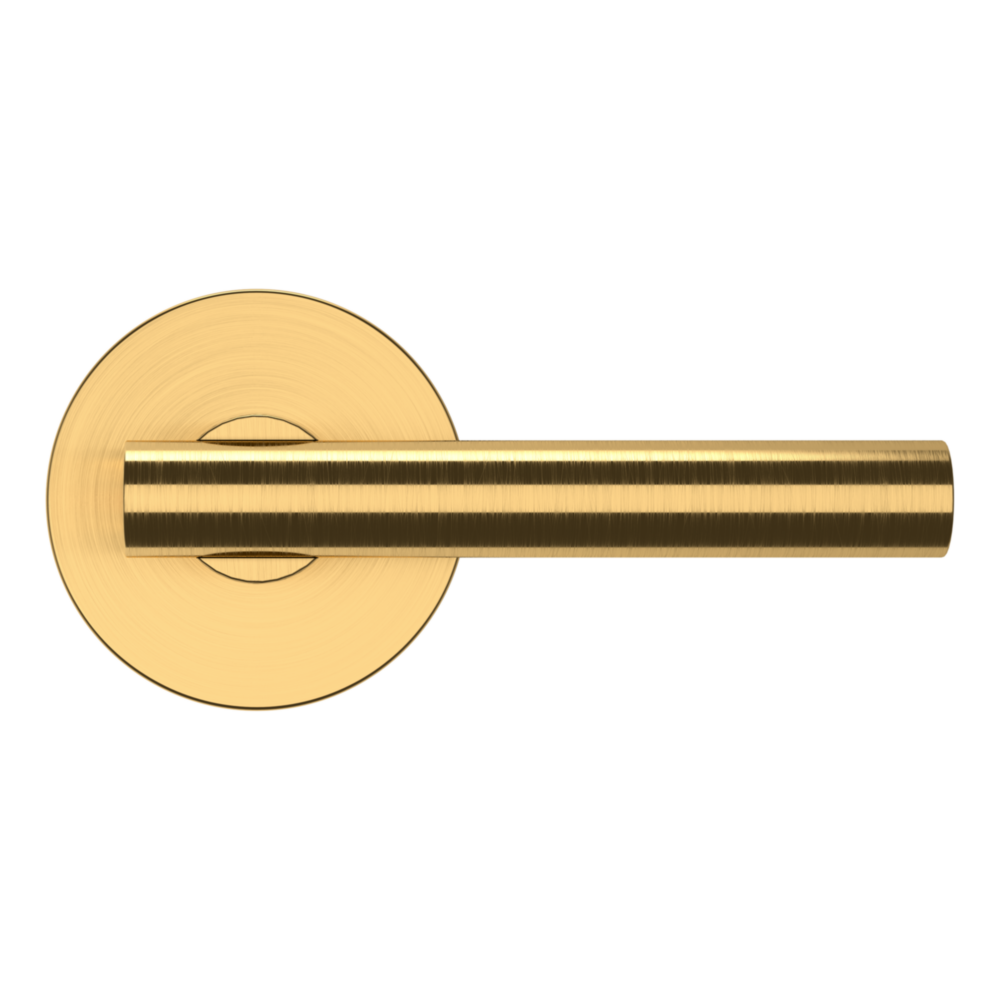 Baldwin 5137 Contemporary Straight Lever Set with 5046 Rose Lifetime (PVD) Satin Brass / Privacy / Reversible