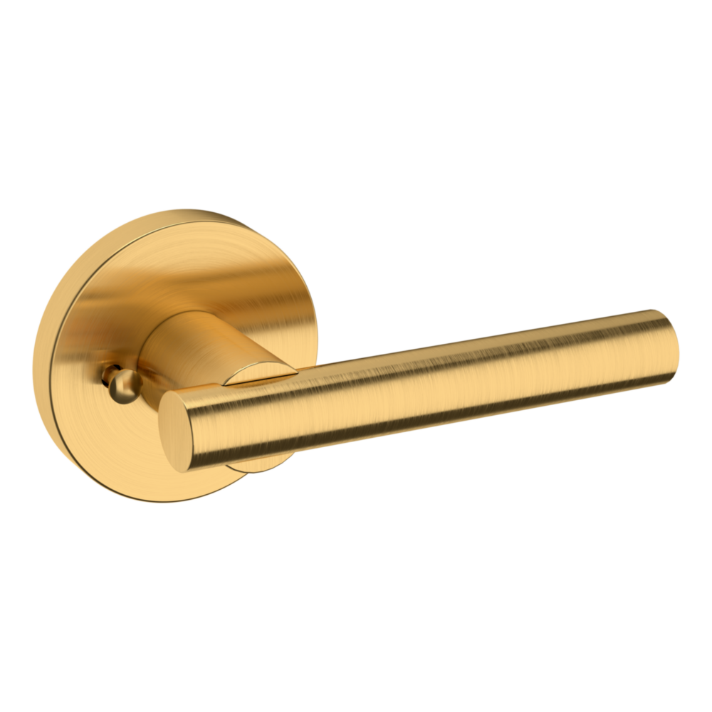 Baldwin 5137 Contemporary Straight Lever Set with 5046 Rose Lifetime (PVD) Satin Brass / Privacy / Reversible